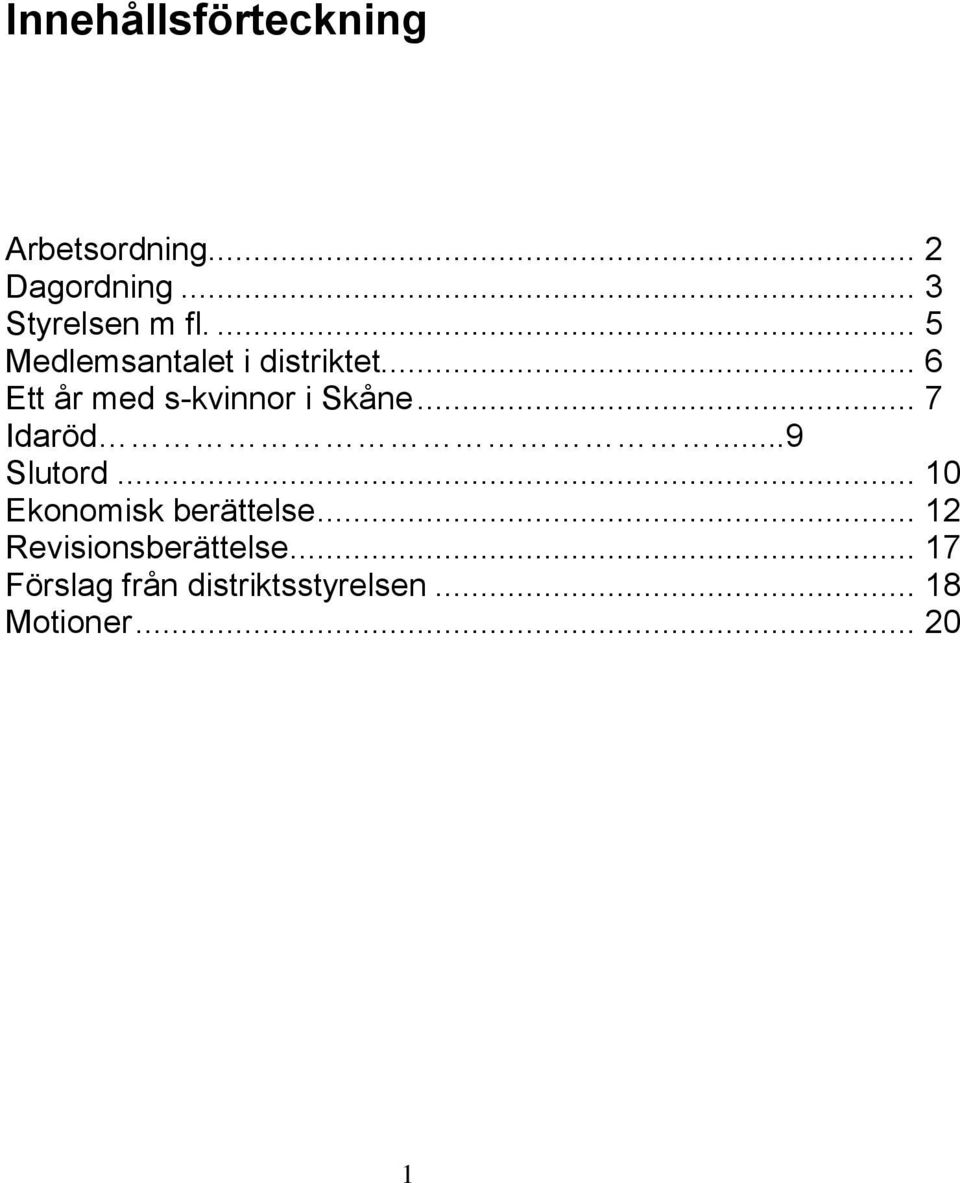 .. 7 Idaröd...9 Slutord... 10 Ekonomisk berättelse.
