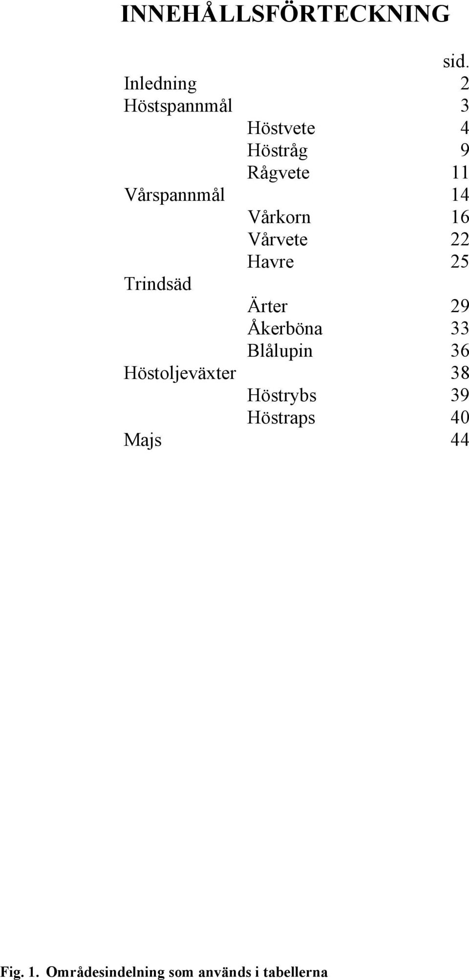 Vårspannmål 14 Vårkorn 16 Vårvete 22 Havre 25 Trindsäd Ärter 29