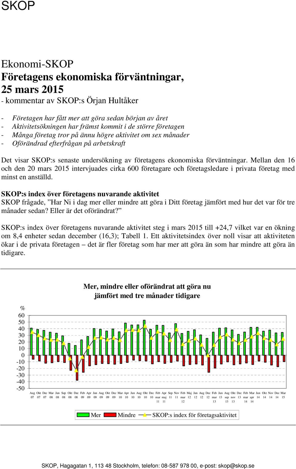 Mellan den 16 och den s intervjuades cirka 6 företagare och företagsledare i privata företag med minst en anställd.