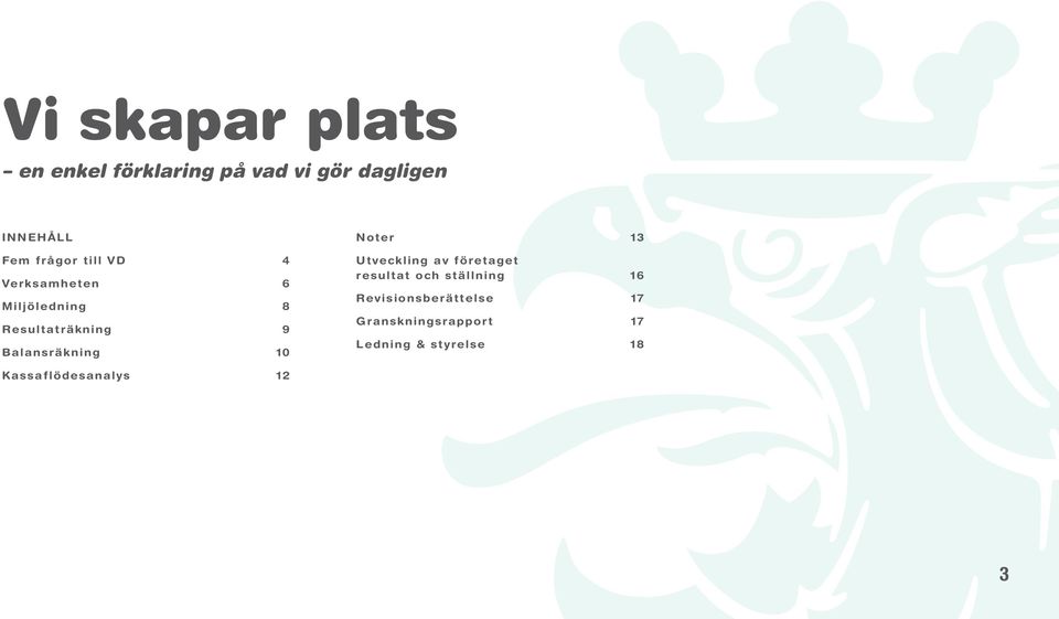 Balansräkning 10 Noter 13 Utveckling av företaget resultat och ställning 16