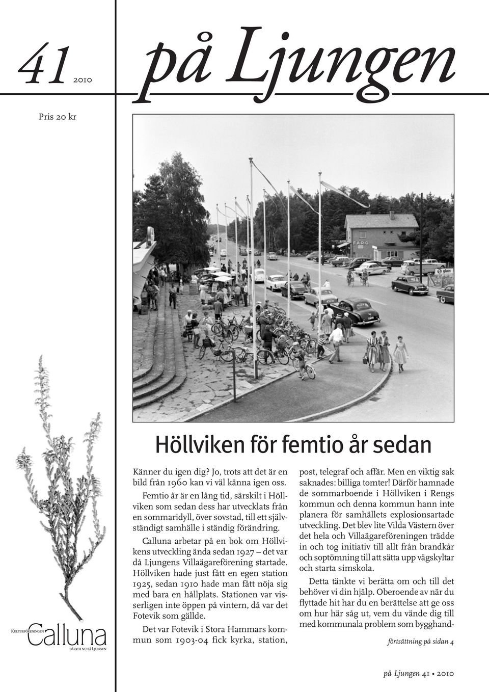 Callua arbetar på e bok om Höllvikes utvecklig äda seda 1927 det var då Ljuges Villaägareföreig startade.