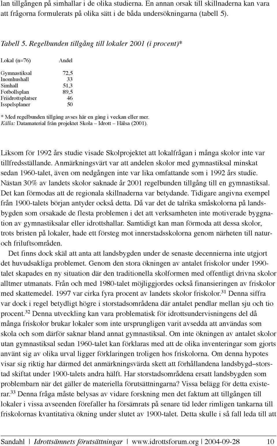 avses här en gång i veckan eller mer. Källa: Datamaterial från projektet Skola Idrott Hälsa (2001).