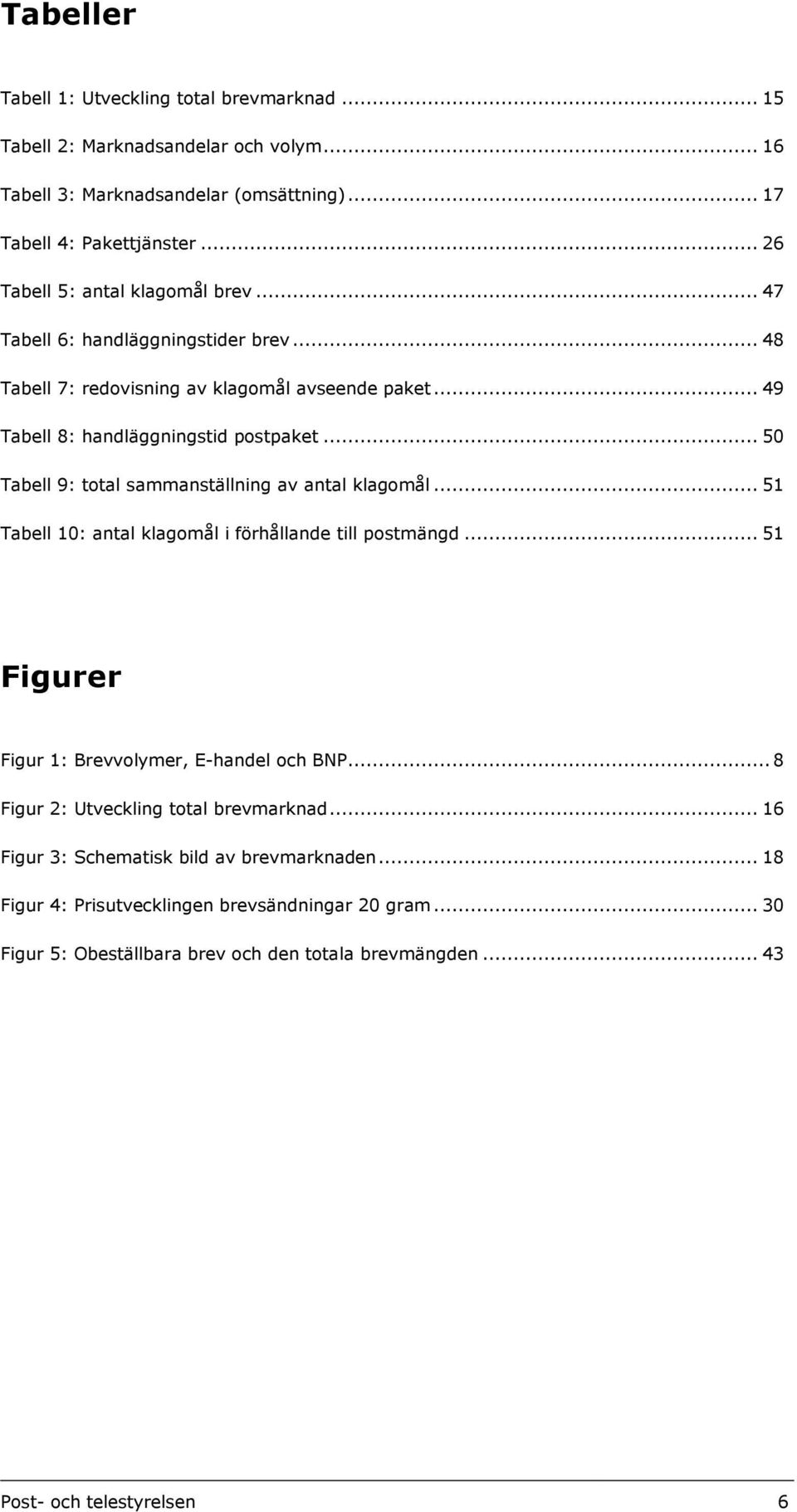 .. 50 Tabell 9: total sammanställning av antal klagomål... 51 Tabell 10: antal klagomål i förhållande till postmängd... 51 Figurer Figur 1: Brevvolymer, E-handel och BNP.