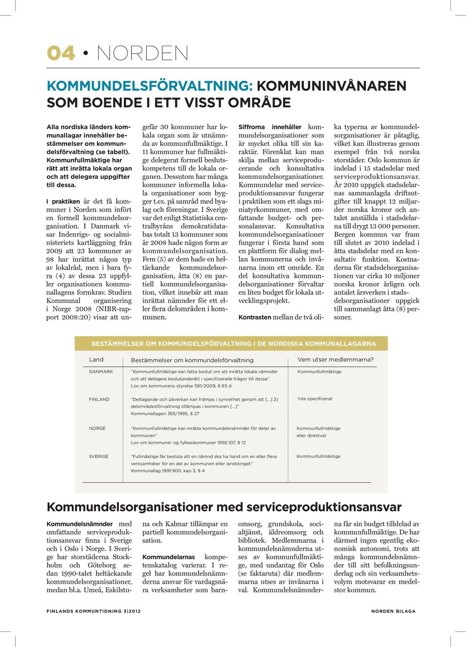 I Danmark visar Indenrigs- og socialministeriets kartläggning från 2009 att 23 kommuner av 98 har inrättat någon typ av lokalråd, men i bara fyra (4) av dessa 23 uppfyller organisationen