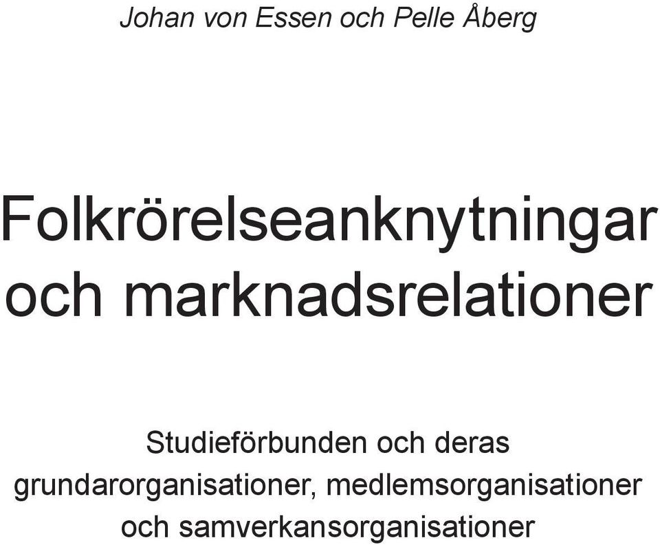 marknadsrelationer Studieförbunden och deras