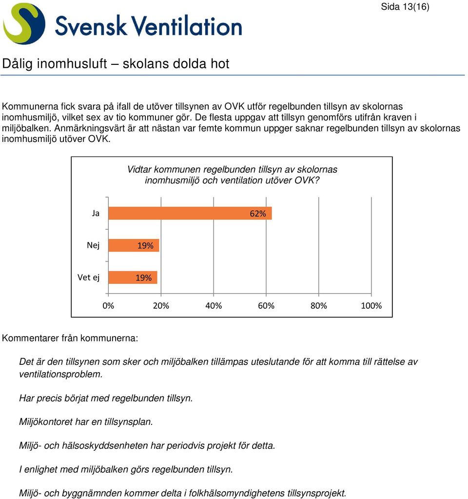 Vidtar kommunen regelbunden tillsyn av skolornas inomhusmiljö och ventilation utöver OVK?