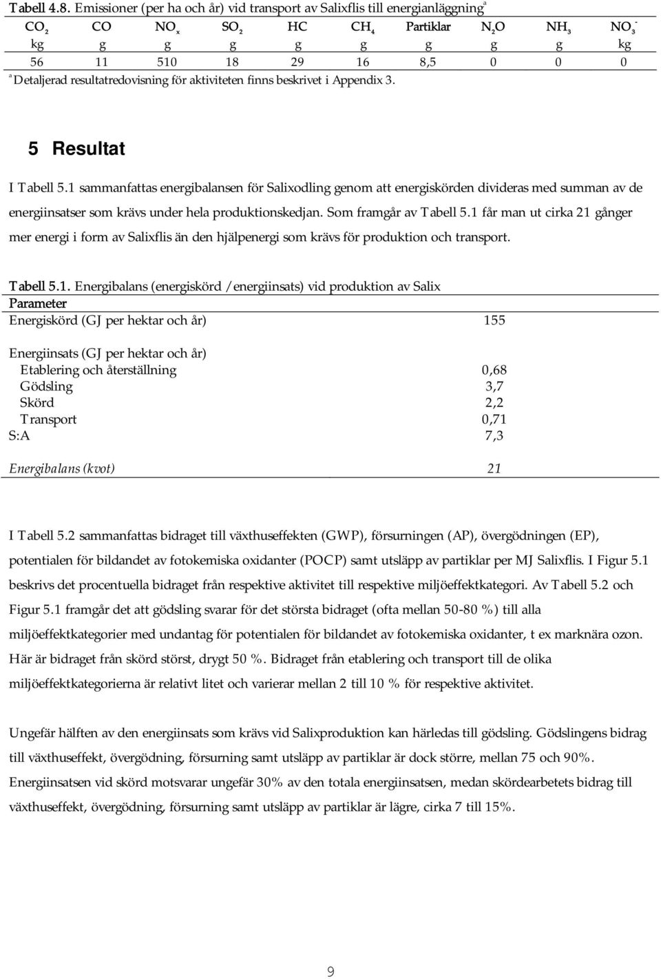 resultatredovisning för aktiviteten finns beskrivet i Appendix 3. 5 Resultat I Tabell 5.