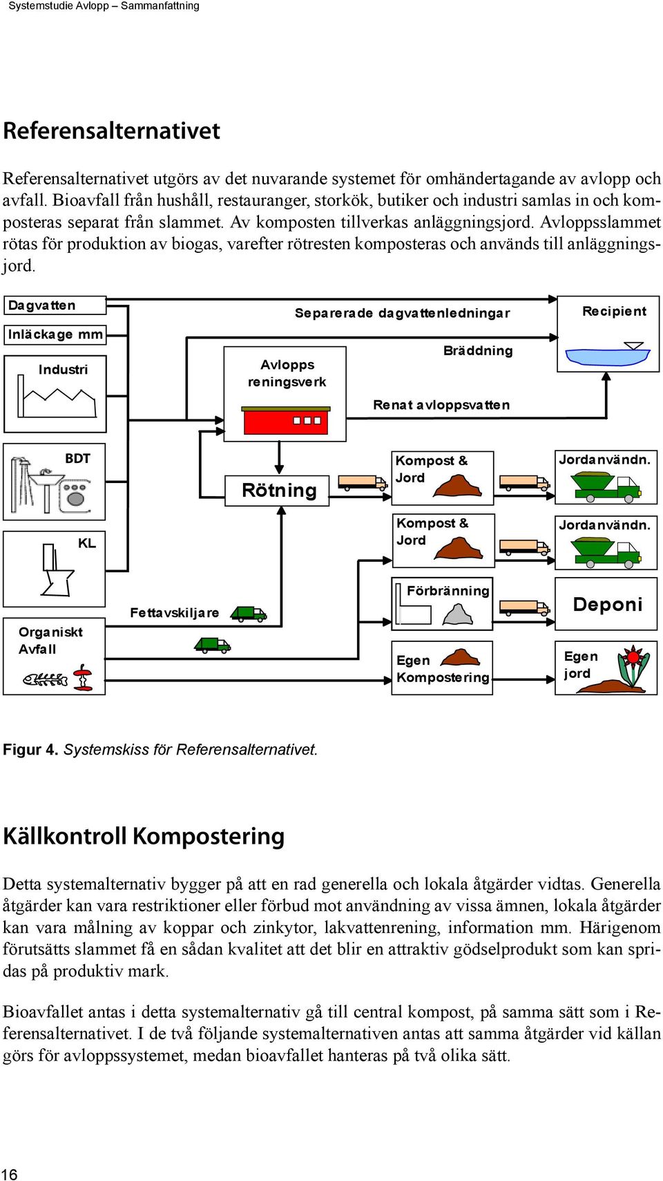 Avloppsslammet rötas för produktion av biogas, varefter rötresten komposteras och används till anläggningsjord.