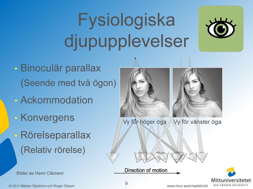 Rörelseparallax (Relativ rörelse) Vy för höger