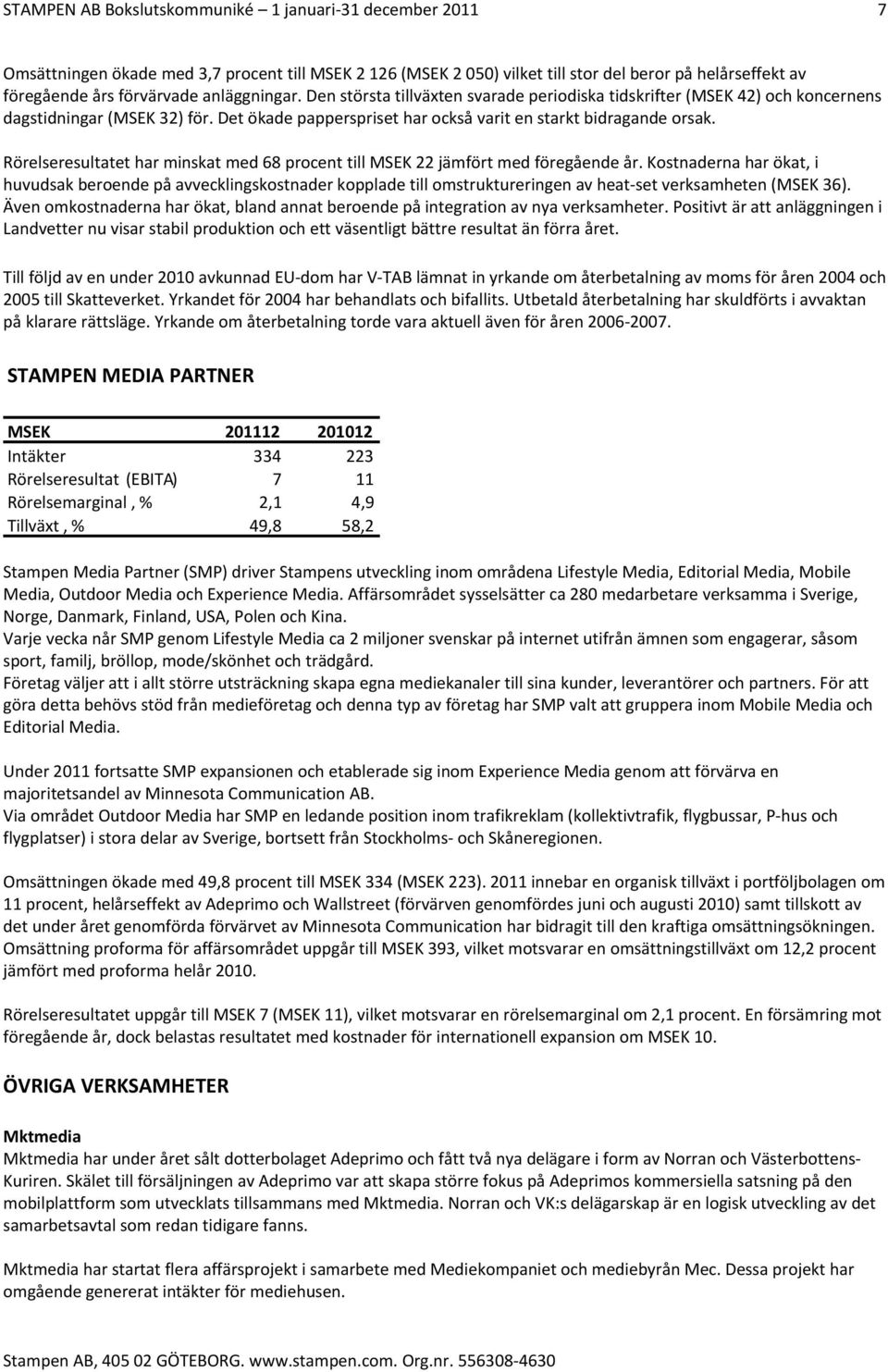 Rörelseresultatet har minskat med 68 procent till MSEK 22 jämfört med föregående år.