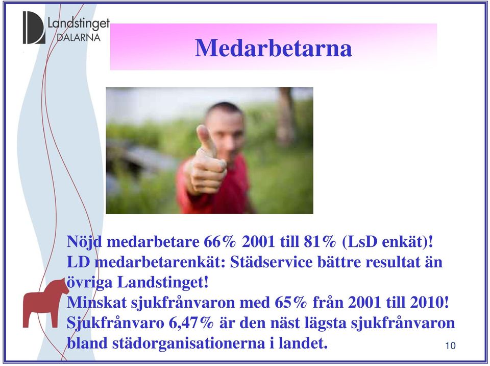 Landstinget! Minskat sjukfrånvaron med 65% från 2001 till 2010!