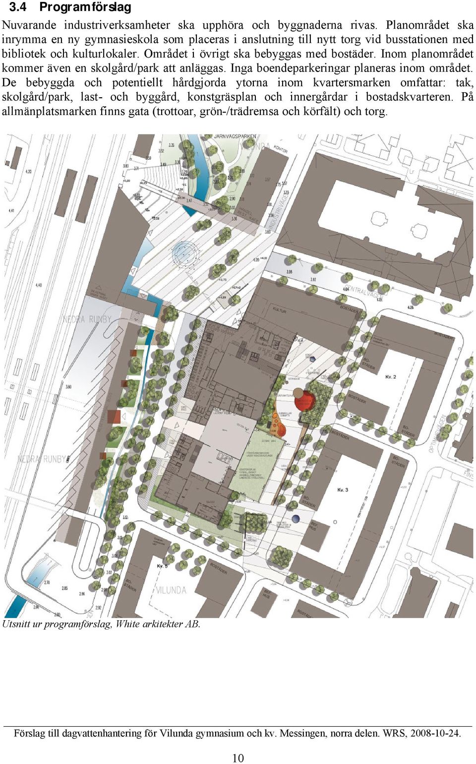 Området i övrigt ska bebyggas med bostäder. Inom planområdet kommer även en skolgård/park att anläggas. Inga boendeparkeringar planeras inom området.