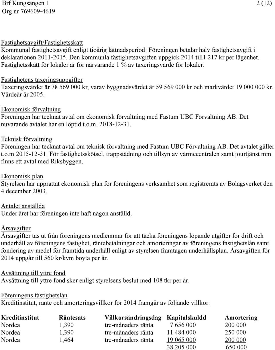 Fastighetens taxeringsuppgifter Taxeringsvärdet är 78 569 000 kr, varav byggnadsvärdet är 59 569 000 kr och markvärdet 19 000 000 kr. Värdeår är 2005.