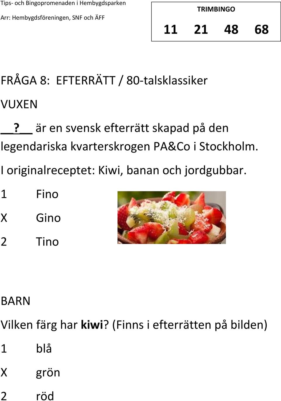 PA&Co i Stockholm. I originalreceptet: Kiwi, banan och jordgubbar.