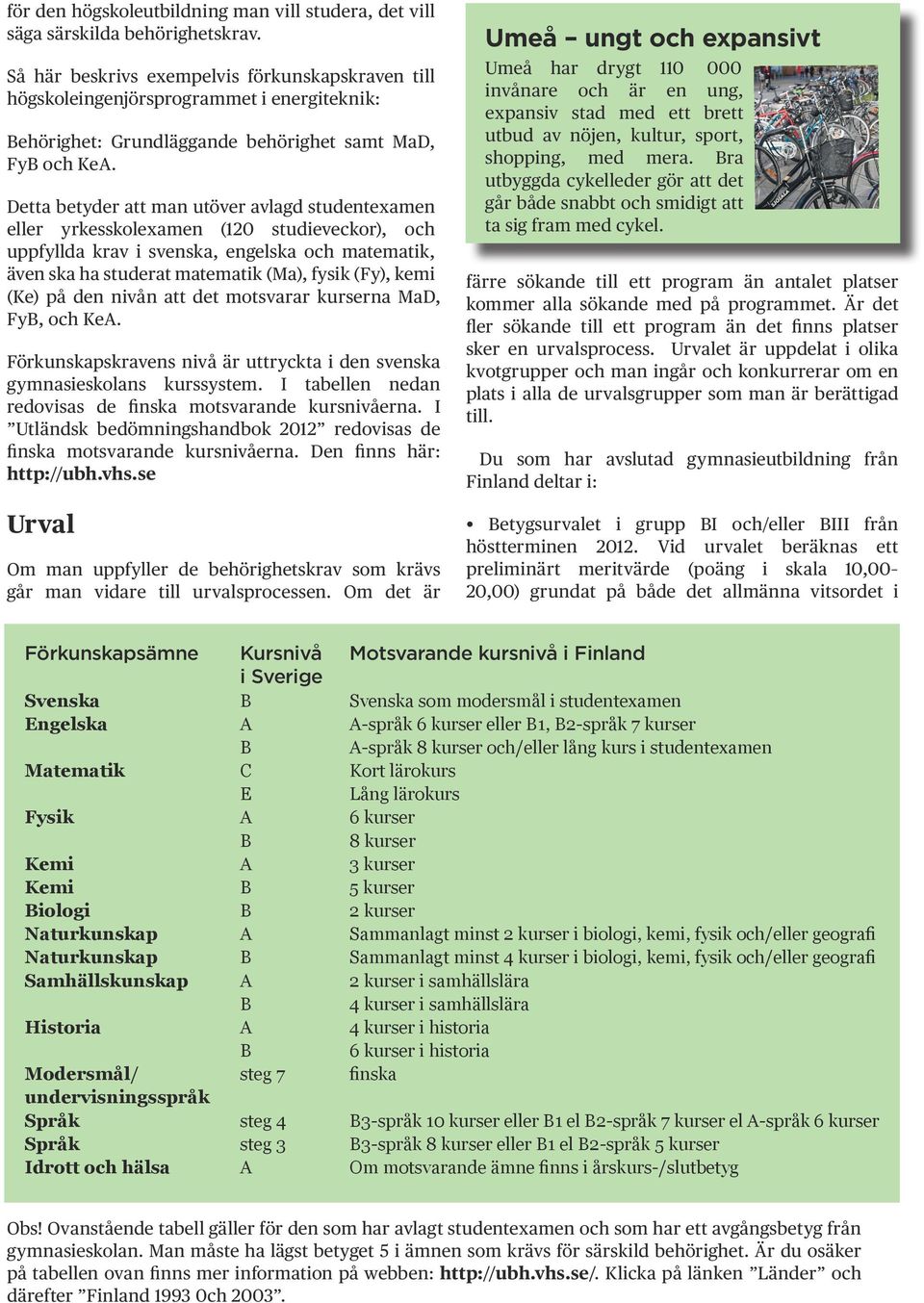 Detta betyder att man utöver avlagd studentexamen eller yrkesskolexamen (120 studieveckor), och uppfyllda krav i svenska, engelska och matematik, även ska ha studerat matematik (Ma), fysik (Fy), kemi