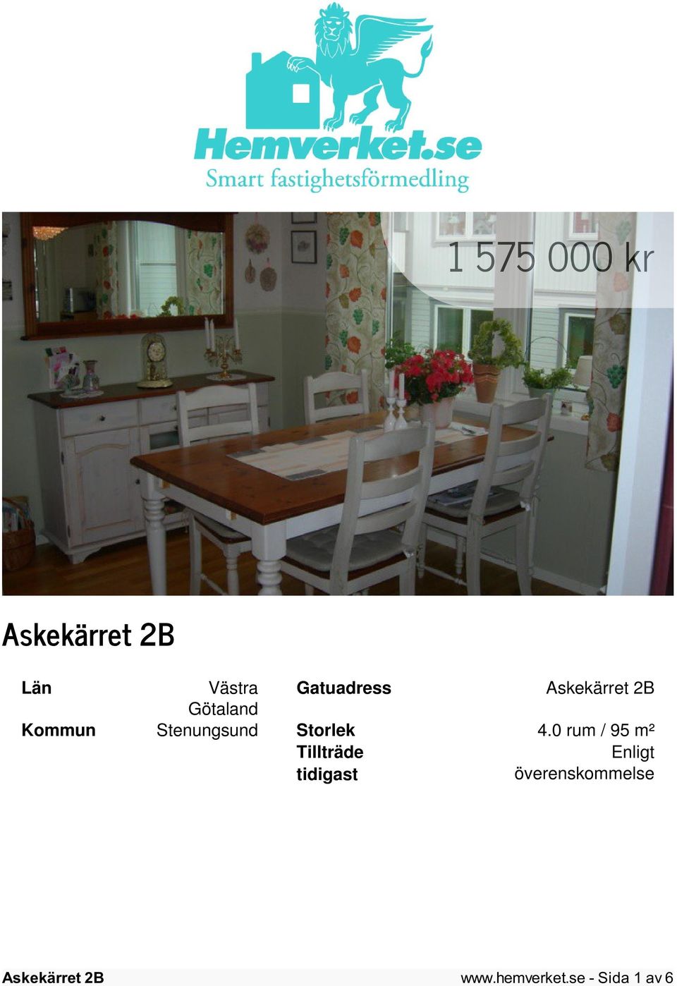 0 rum / 95 m² Tillträde tidigast