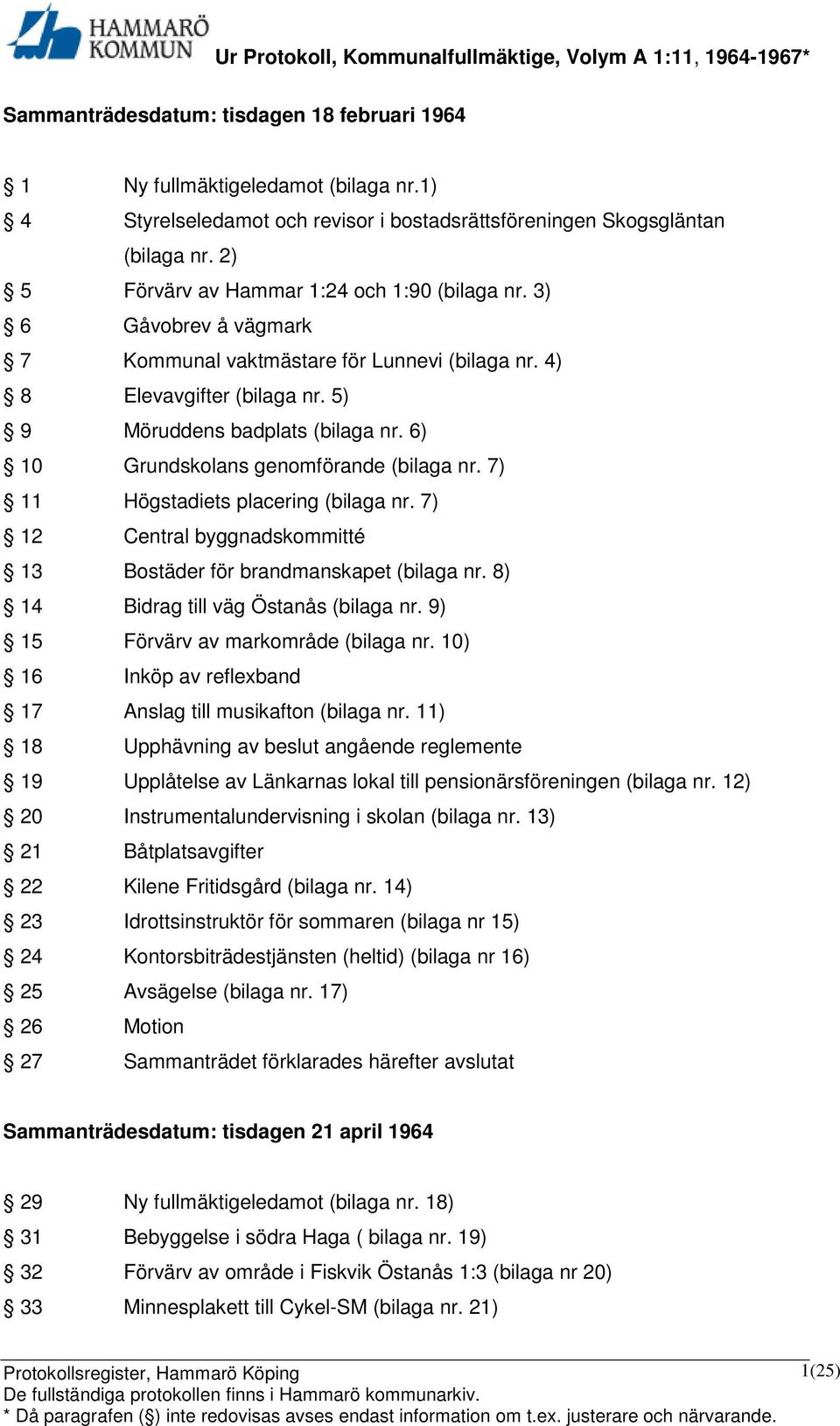 6) 10 Grundskolans genomförande (bilaga nr. 7) 11 Högstadiets placering (bilaga nr. 7) 12 Central byggnadskommitté 13 Bostäder för brandmanskapet (bilaga nr. 8) 14 Bidrag till väg Östanås (bilaga nr.