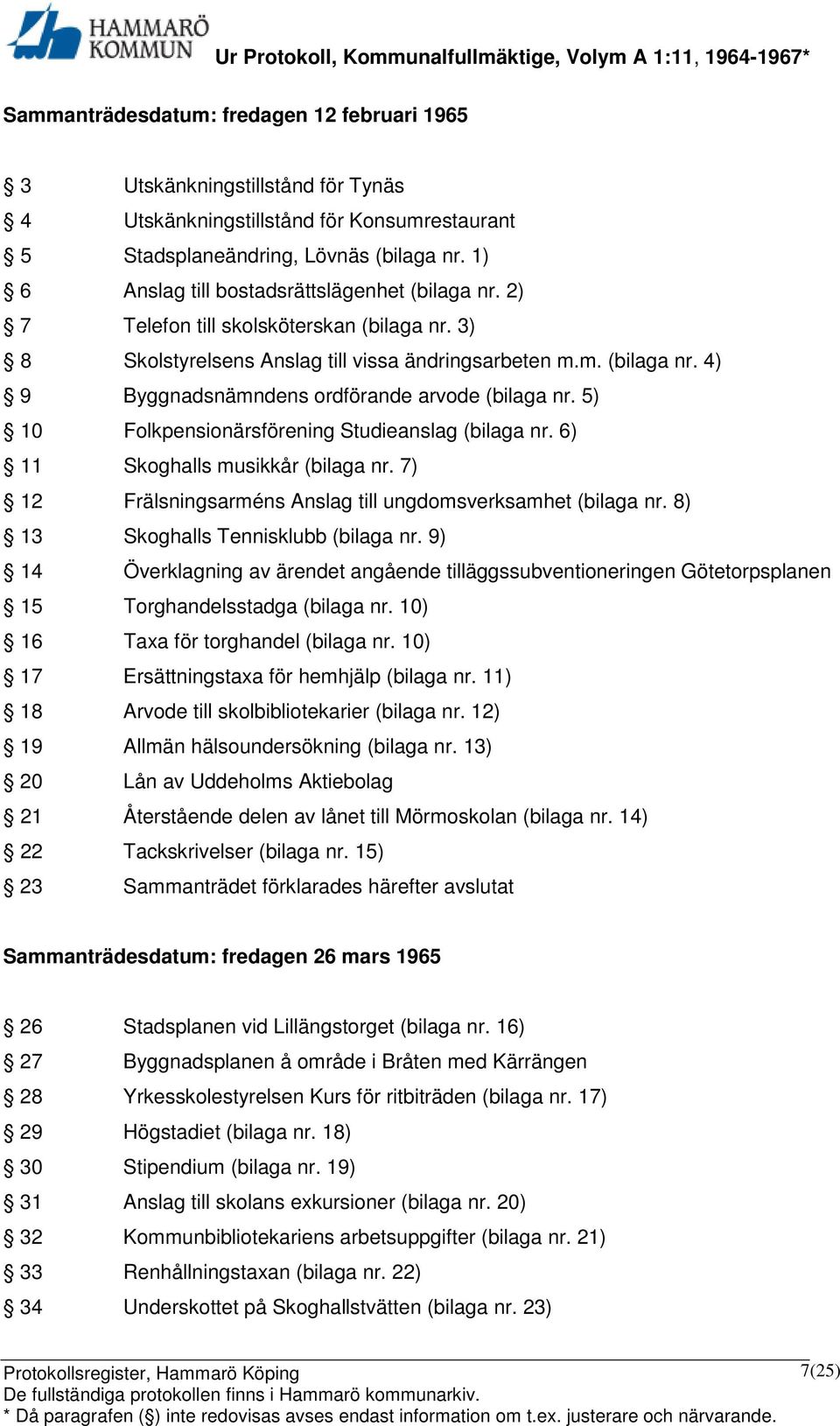 5) 10 Folkpensionärsförening Studieanslag (bilaga nr. 6) 11 Skoghalls musikkår (bilaga nr. 7) 12 Frälsningsarméns Anslag till ungdomsverksamhet (bilaga nr. 8) 13 Skoghalls Tennisklubb (bilaga nr.