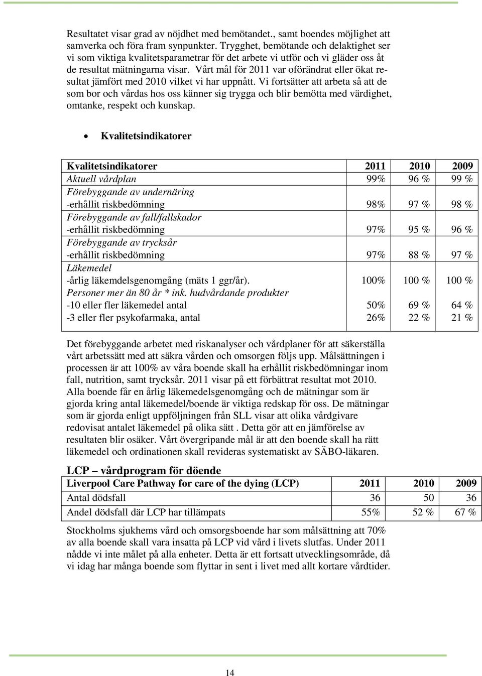 Vårt mål för 2011 var oförändrat eller ökat resultat jämfört med 2010 vilket vi har uppnått.