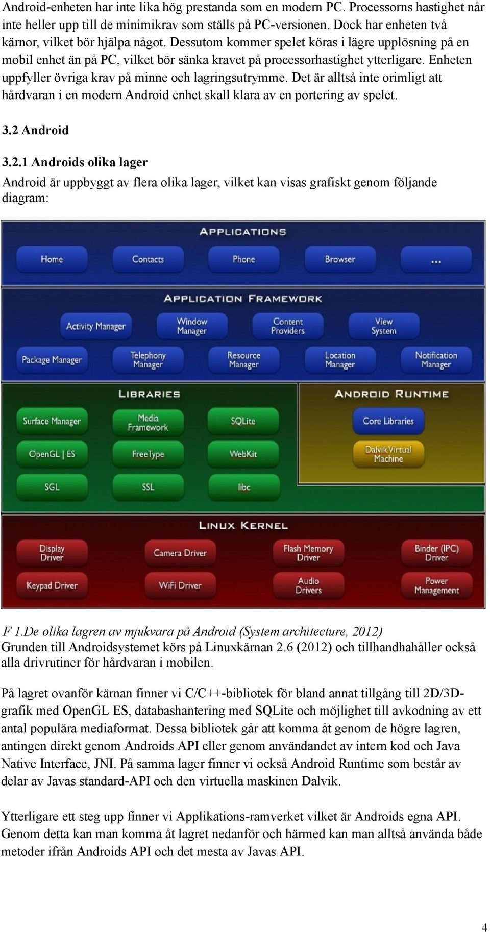 Enheten uppfyller övriga krav på minne och lagringsutrymme. Det är alltså inte orimligt att hårdvaran i en modern Android enhet skall klara av en portering av spelet. 3.2 