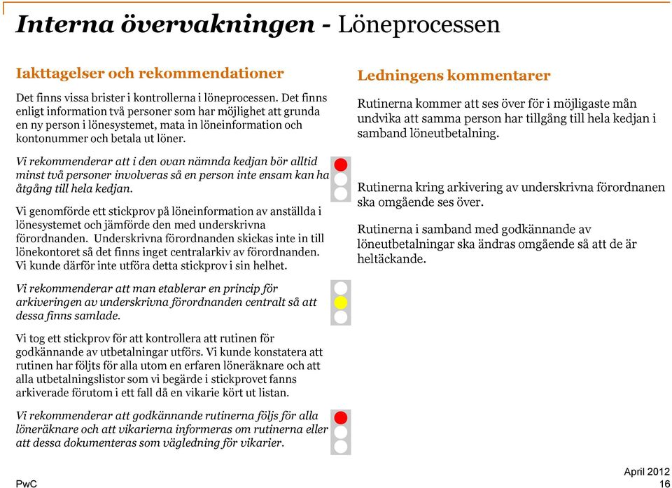 Vi rekommenderar att i den ovan nämnda kedjan bör alltid minst två personer involveras så en person inte ensam kan ha åtgång till hela kedjan.