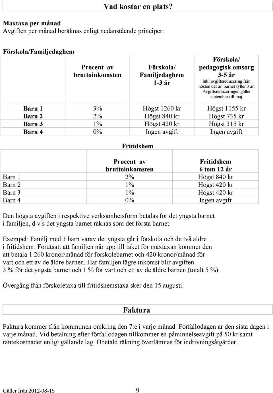 avgiftsreducering från hösten det år barnet fyller 3 år. Avgiftsreduceringen gäller september till maj.