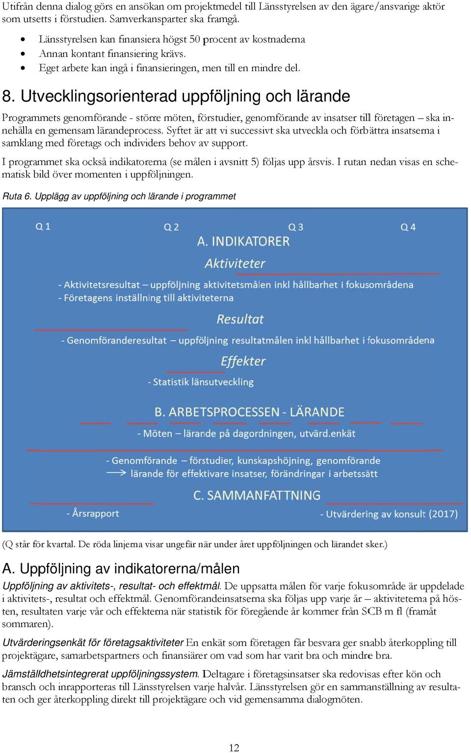 Utvecklingsorienterad uppföljning och lärande Programmets genomförande - större möten, förstudier, genomförande av a insatser tilll företagen ska in- i nehålla en gemensamm lärandeprocess.