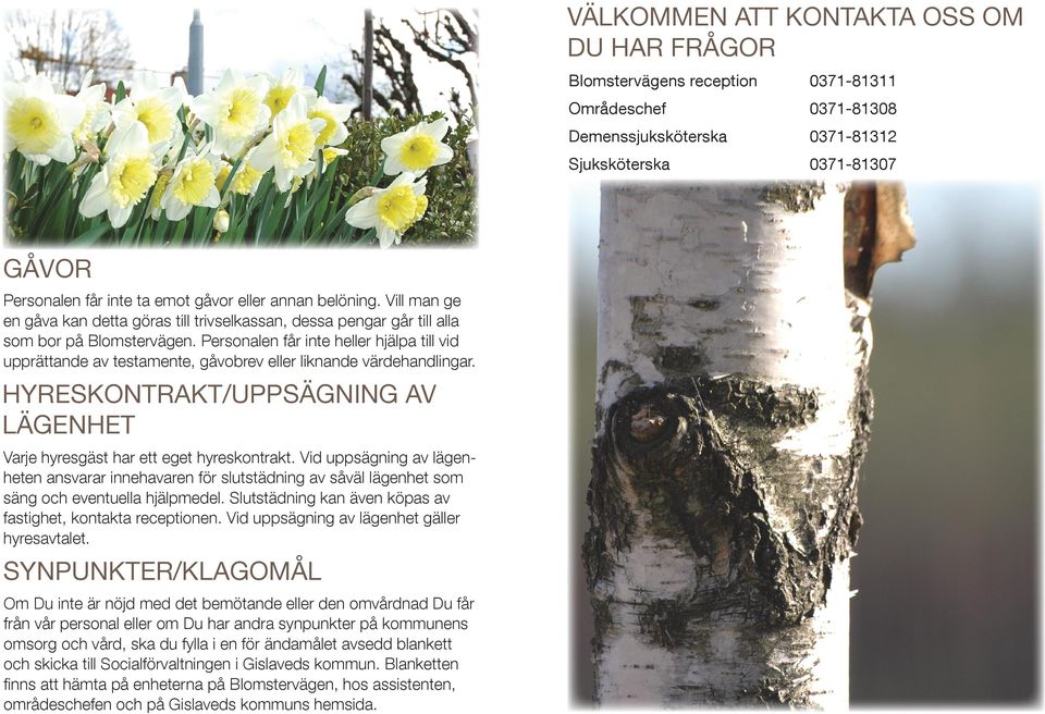 Personalen får inte heller hjälpa till vid upprättande av testamente, gåvobrev eller liknande värdehandlingar. HYRESKONTRAKT/UPPSÄGNING AV LÄGENHET Varje hyresgäst har ett eget hyreskontrakt.