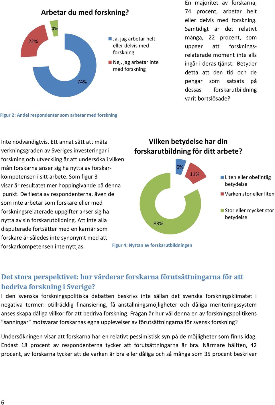 Betyder detta att den tid och de pengar som satsats på dessas forskarutbildning varit bortslösade? Figur 2: Andel respondenter som arbetar med forskning Inte nödvändigtvis.