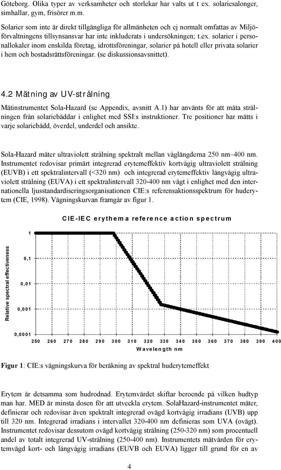 Mätning av UV-strålning Mätinstrumentet Sola-Hazard (se Appendix, avsnitt A.1) har använts för att mäta strålningen från solariebäddar i enlighet med SSI:s instruktioner.