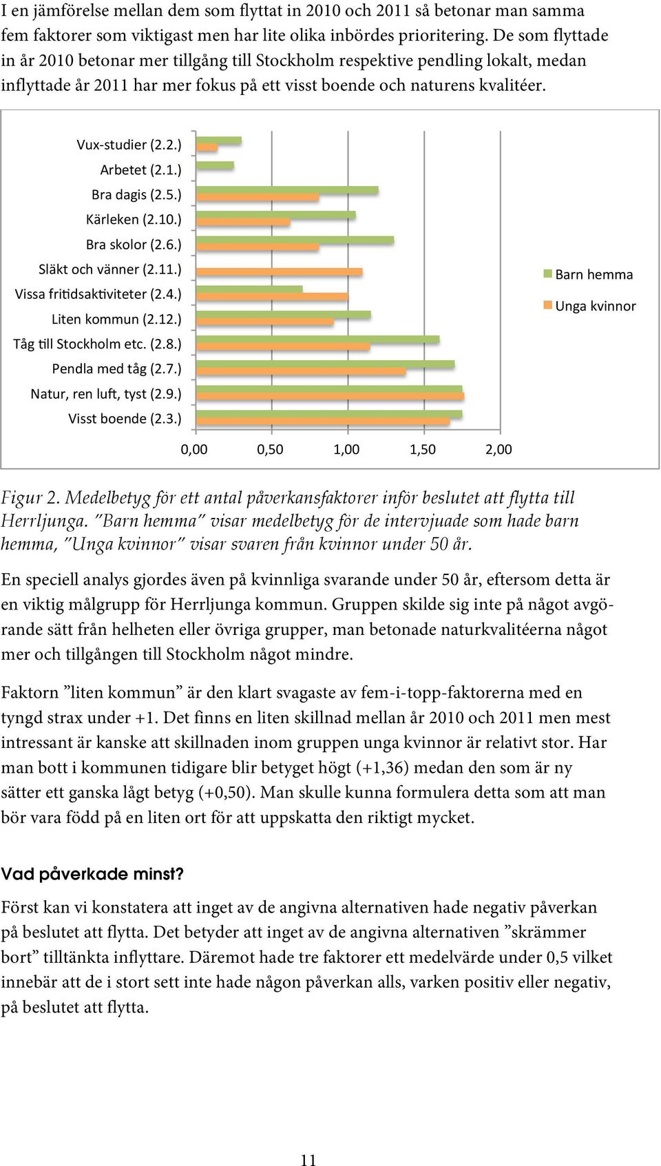 1.) Bra dagis (2.5.) Kärleken (2.10.) Bra skolor (2.6.) Släkt och vänner (2.11.) Vissa fribdsakbviteter (2.4.) Liten kommun (2.12.) Tåg Bll Stockholm etc. (2.8.) Pendla med tåg (2.7.