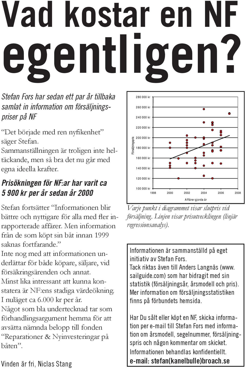 Prisökningen för NF:ar har varit ca 5 900 kr per år sedan år 2000 Stefan fortsätter Informationen blir bättre och nyttigare för alla med fler inrapporterade affärer.