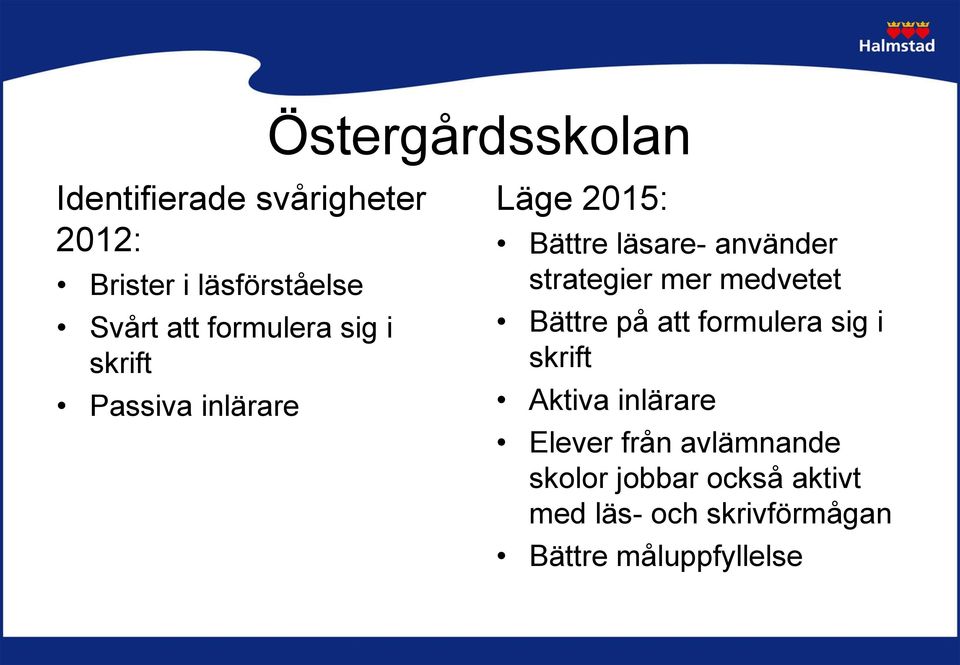 strategier mer medvetet Bättre på att formulera sig i skrift Aktiva inlärare Elever