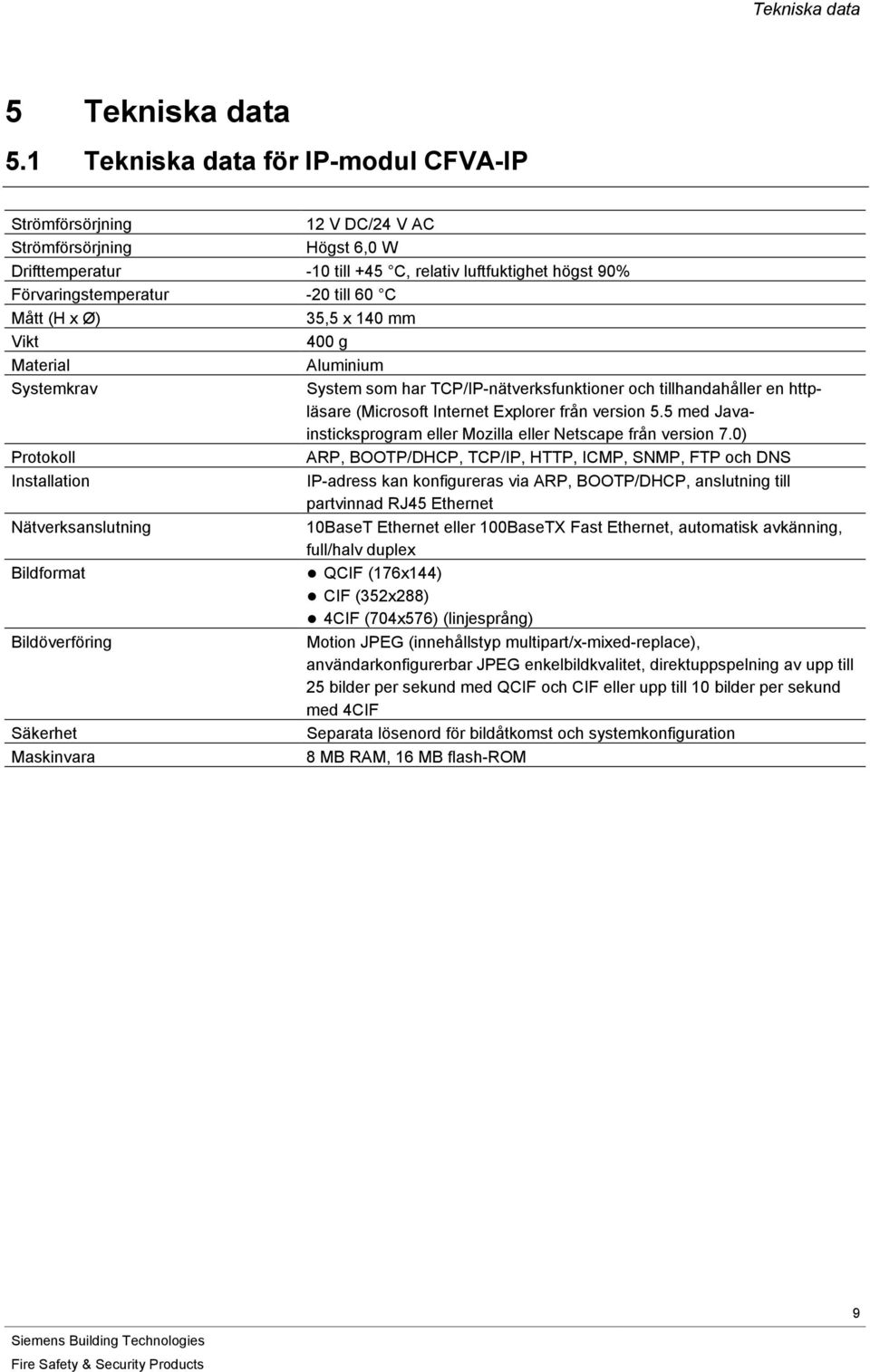 Mått (H x Ø) 35,5 x 140 mm Vikt 400 g Material Aluminium Systemkrav System som har TCP/IP-nätverksfunktioner och tillhandahåller en httpläsare (Microsoft Internet Explorer från version 5.