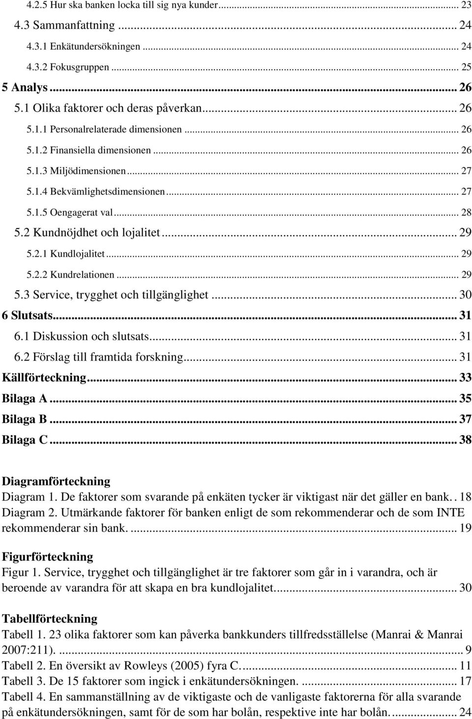 .. 29 5.3 Service, trygghet och tillgänglighet... 30 6 Slutsats... 31 6.1 Diskussion och slutsats... 31 6.2 Förslag till framtida forskning... 31 Källförteckning... 33 Bilaga A... 35 Bilaga B.