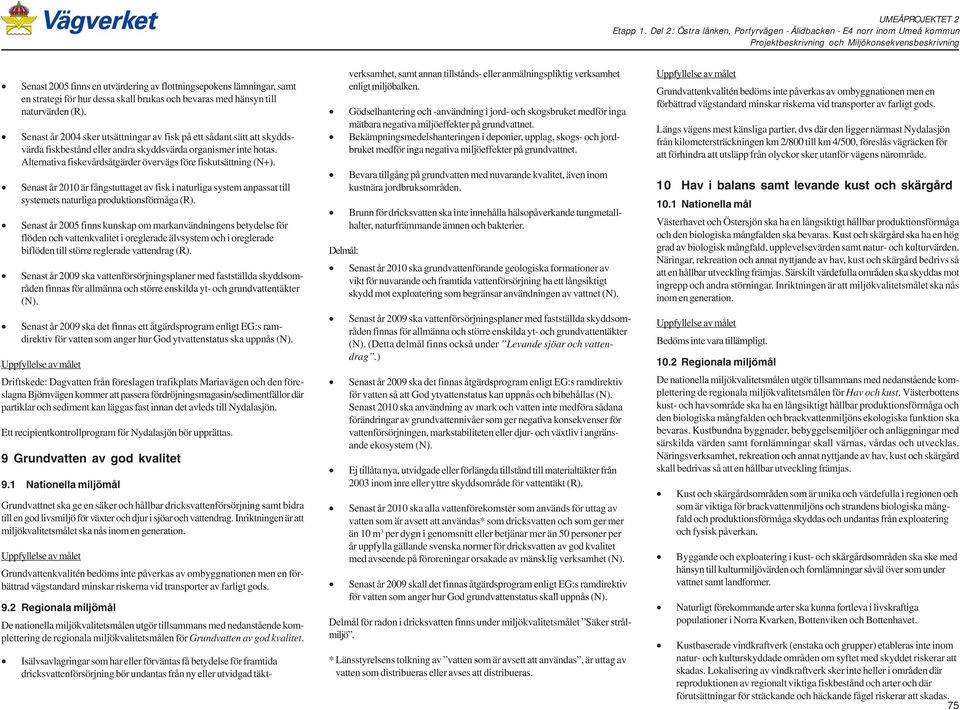 hänsyn till naturvärden (R). Senast år 2004 sker utsättningar av fisk på ett sådant sätt att skyddsvärda fiskbestånd eller andra skyddsvärda organismer inte hotas.