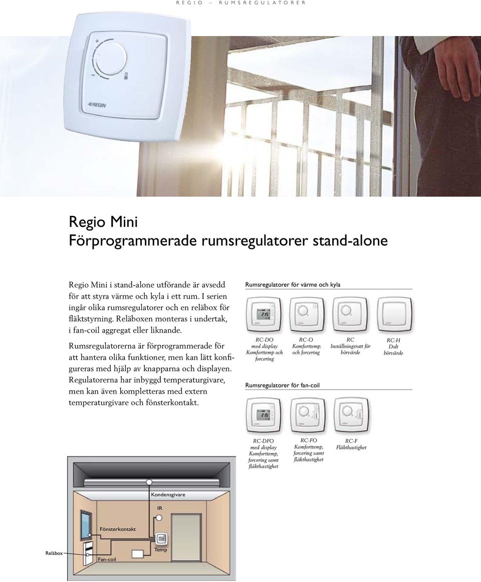 Rumsregulatorerna är förprogrammerade för att hantera olika funktioner, men kan lätt konfigureras med hjälp av knapparna och displayen.