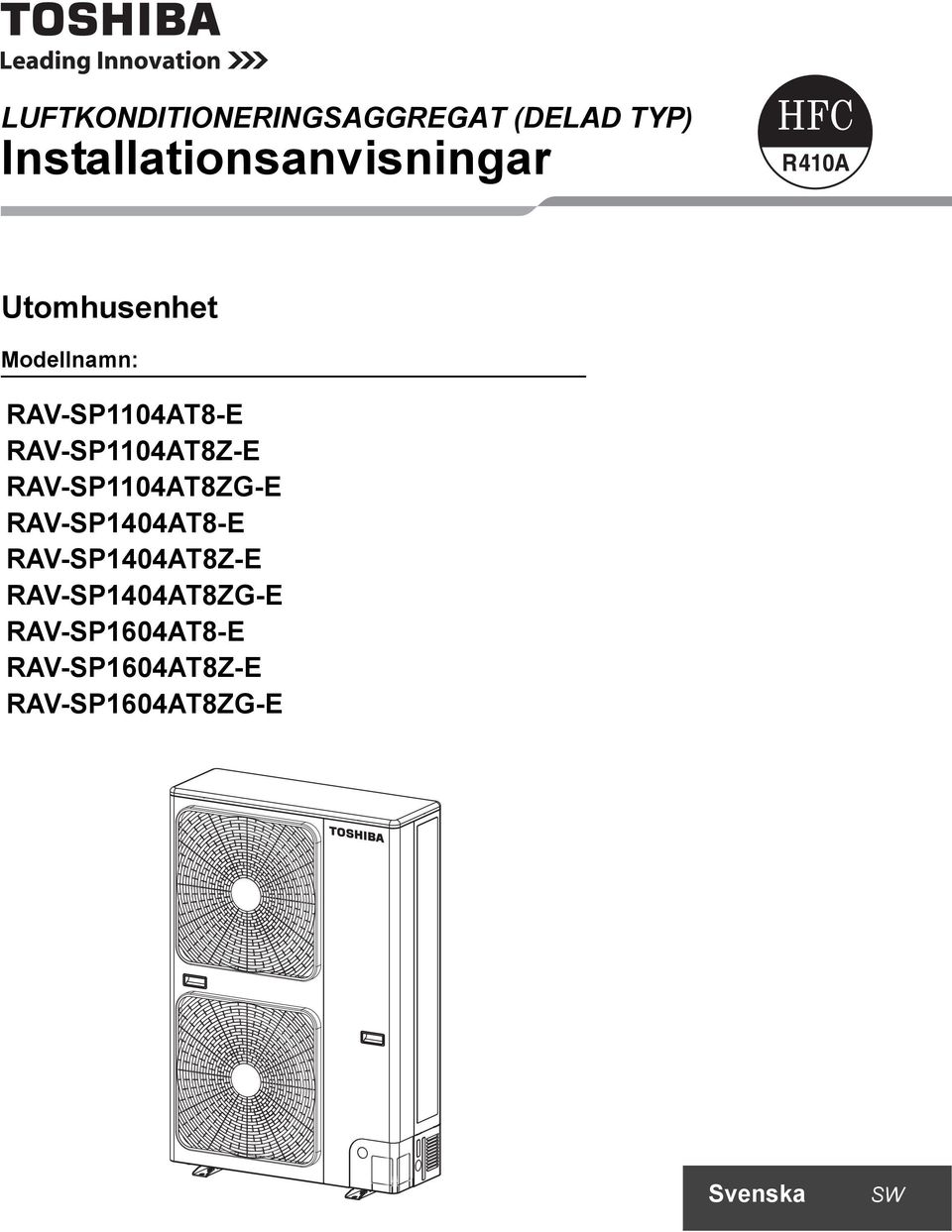 RAV-SP1104AT8-E RAV-SP1104AT8Z-E RAV-SP1104AT8ZG-E