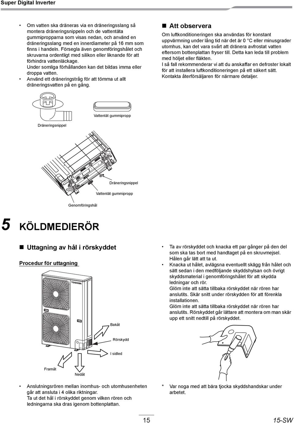 Använd ett dräneringstråg för att tömma ut allt dräneringsvatten på en gång.