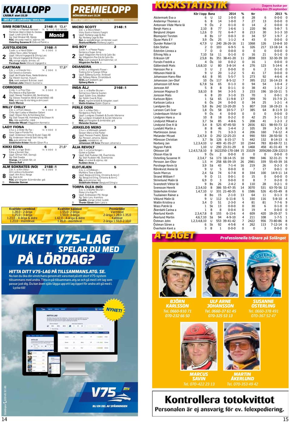 . stjärnor; blå Osterling Susanne H (Gidlund Patrik) a JSTGLIDEON :,svbr. s. e Hand Glider - : 0 0-0-0 0 Jobies Tea e Jobie Tempest ppf: Viklund Ingegerd & Elfving Lars Äg: Viklund Ingegerd & Elfving