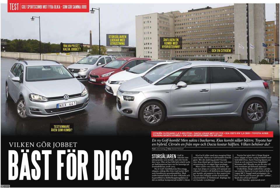 Men sakta i backarna, Kias kombi säljer bättre, Toyota har en hybrid, Citroën en frän mpv och Dacia kostar hälften. Vilken behöver du?