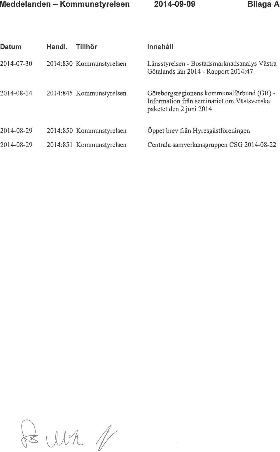 Rapport 20 14:47 2014-08-14 2014:845 Kommunstyrelsen Göteborgsregionens kommunalförbund (GR) - Information från seminariet