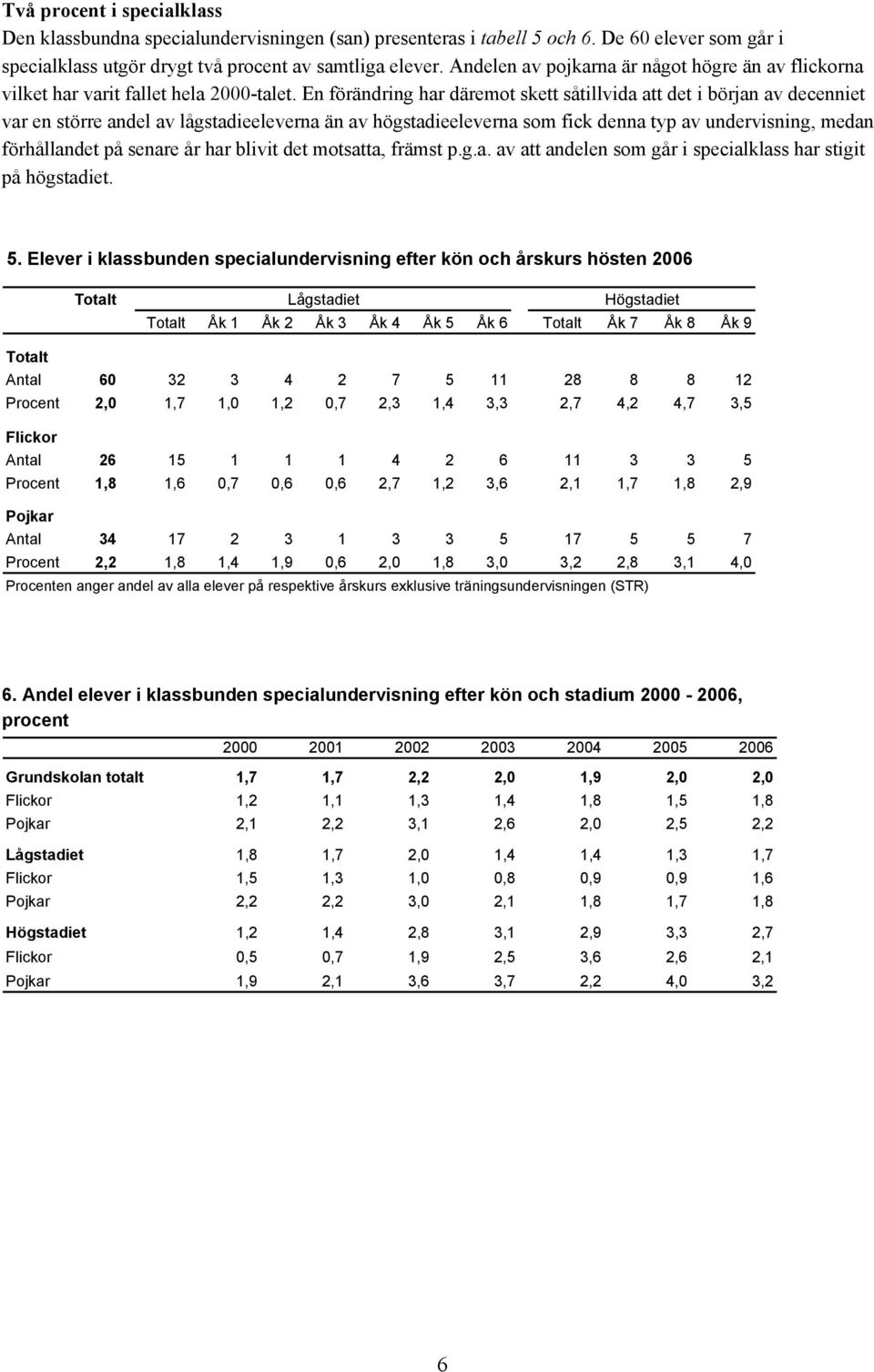 En förändring har däremot skett såtillvida att det i början av decenniet var en större andel av lågstadieeleverna än av högstadieeleverna som fick denna typ av undervisning, medan förhållandet på