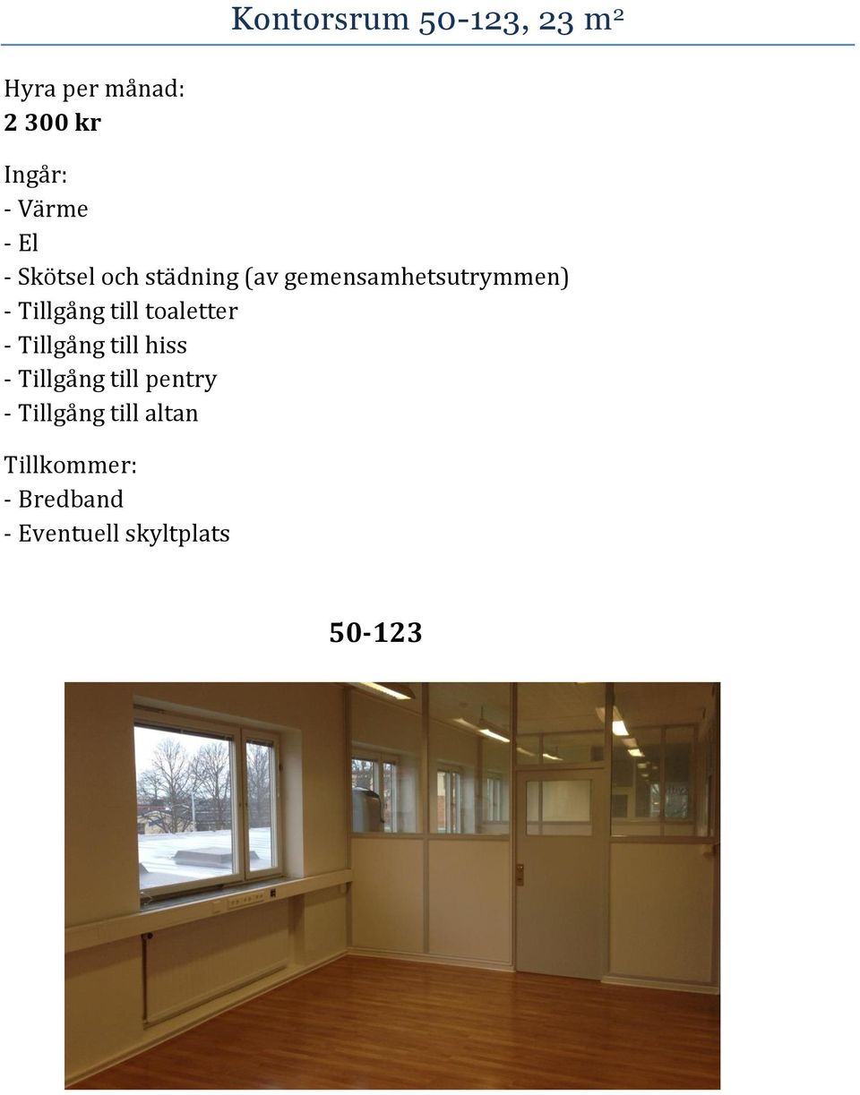 månad: 2 300 kr -