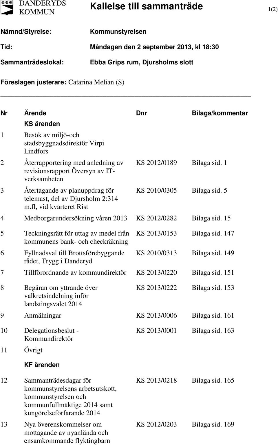 3 Återtagande av planuppdrag för telemast, del av Djursholm 2:314 m.fl, vid kvarteret Rist KS 2012/0189 Bilaga sid. 1 KS 2010/0305 Bilaga sid.