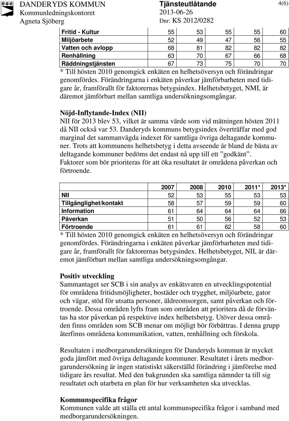 Förändringarna i enkäten påverkar jämförbarheten med tidigare år, framförallt för faktorernas betygsindex. Helhetsbetyget, NMI, är däremot jämförbart mellan samtliga undersökningsomgångar.