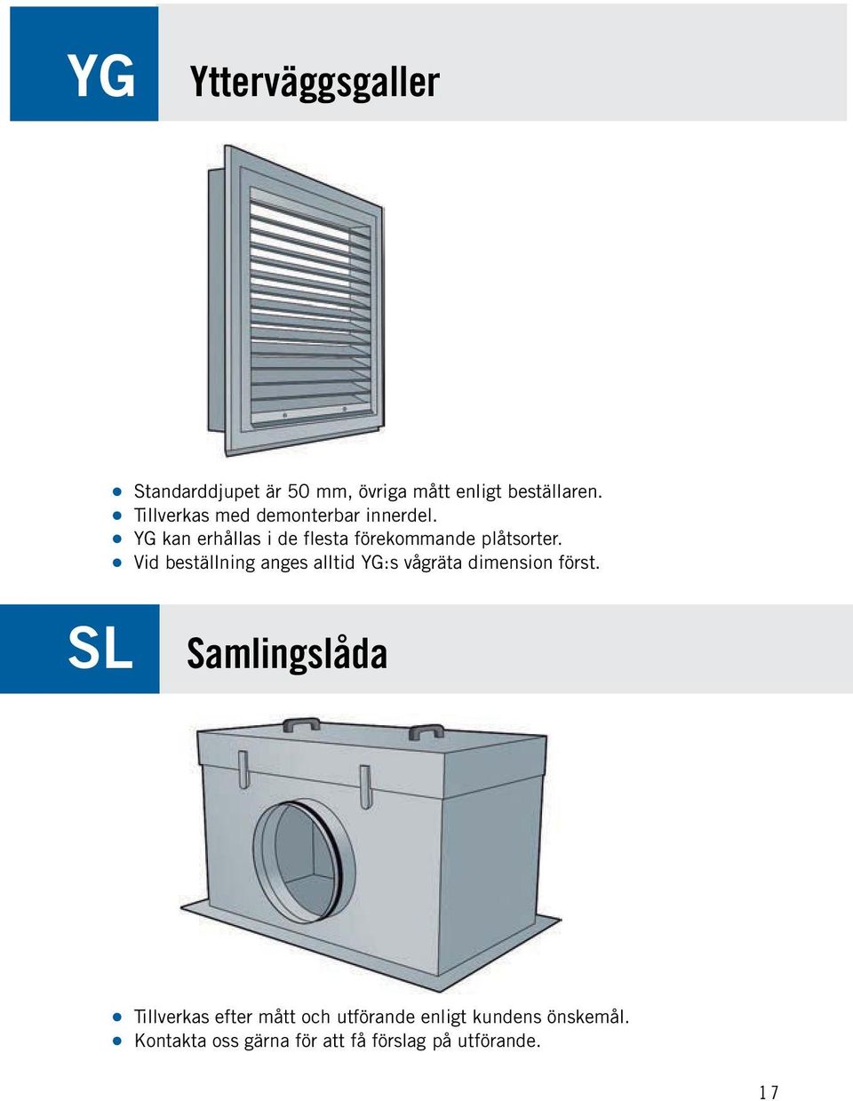 Vid beställning anges alltid YG:s vågräta dimension först.