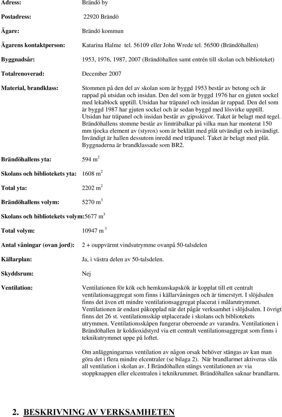 består av betong och är rappad på utsidan och insidan. Den del som är byggd 1976 har en gjuten sockel med lekablock upptill. Utsidan har träpanel och insidan är rappad.