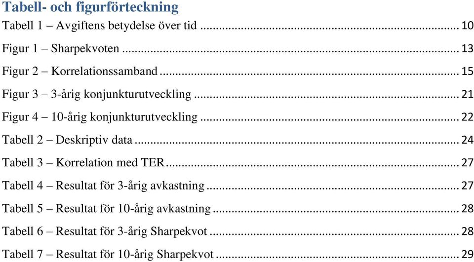 .. 22 Tabell 2 Deskriptiv data... 24 Tabell 3 Korrelation med TER... 27 Tabell 4 Resultat för 3-årig avkastning.