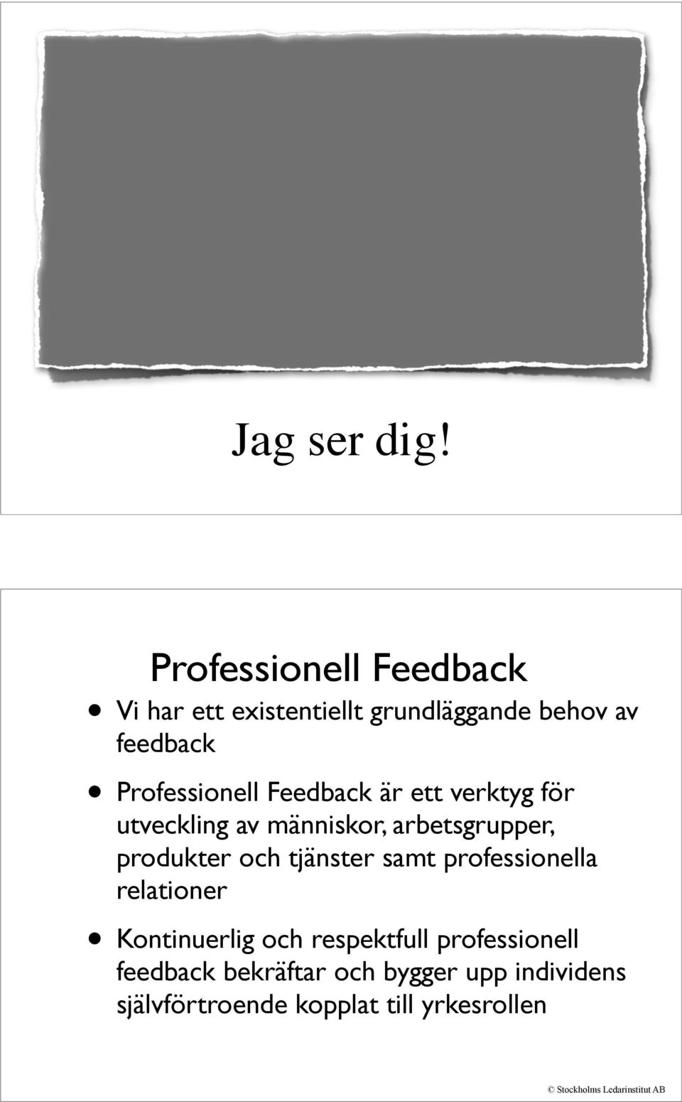 Professionell Feedback är ett verktyg för utveckling av människor, arbetsgrupper,